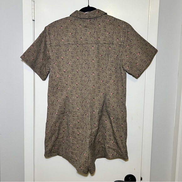 Aureum Olive Ditsy Floral Zip Front Utility Romper Playsuit Boxy Fit Sz S - Picture 4 of 9
